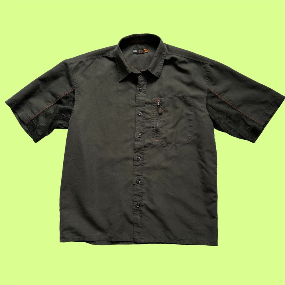 Vintage Y2K Industry Skater Button Down Shirt Mesh Pits Medium